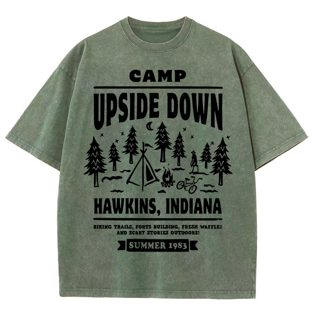 "Camp Upside Down" Retro Horror Washed T-Shirt