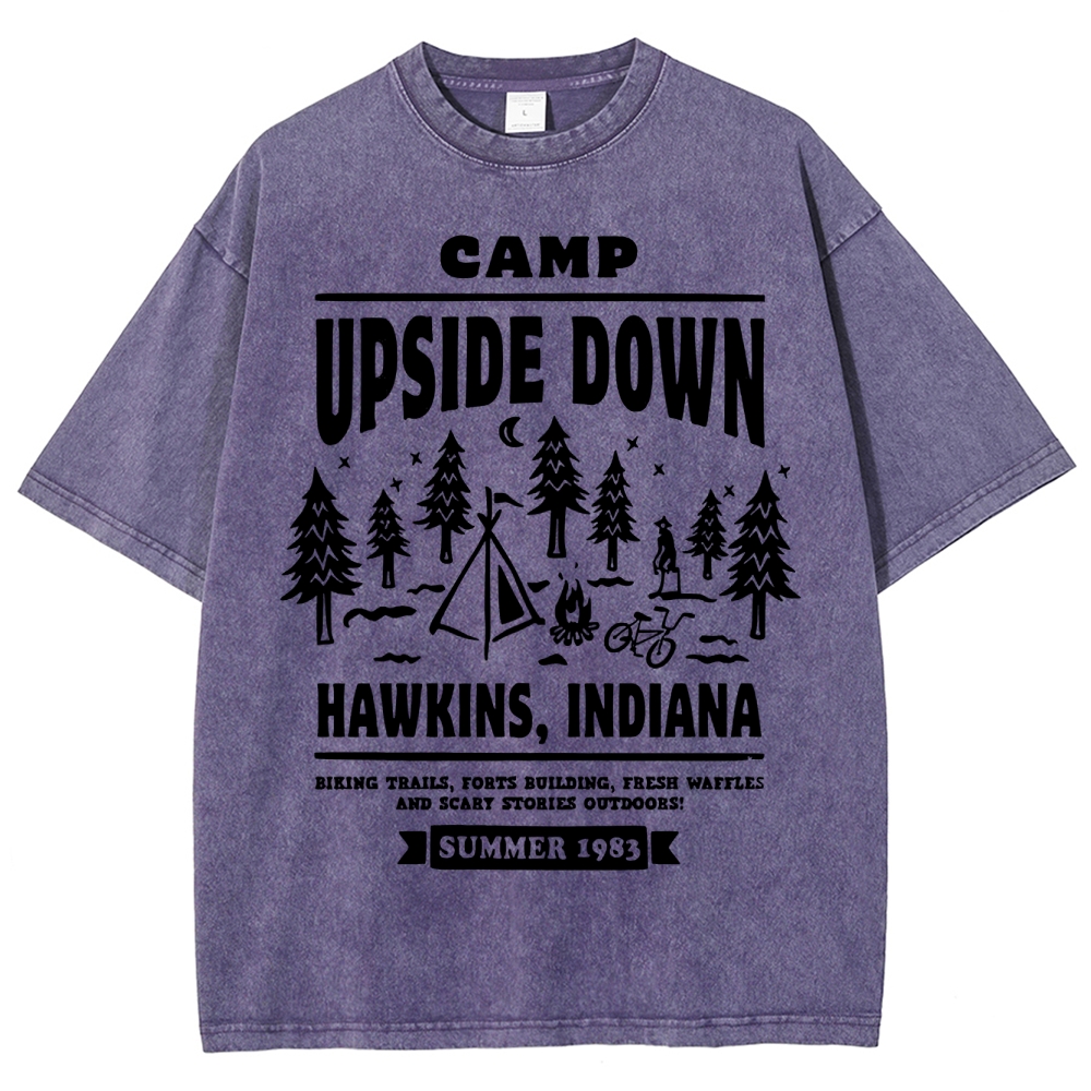 "Camp Upside Down" Retro Horror Washed T-Shirt