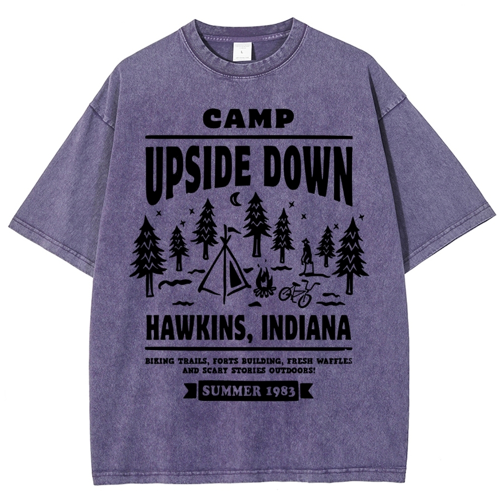 "Camp Upside Down" Retro Horror Washed T-Shirt