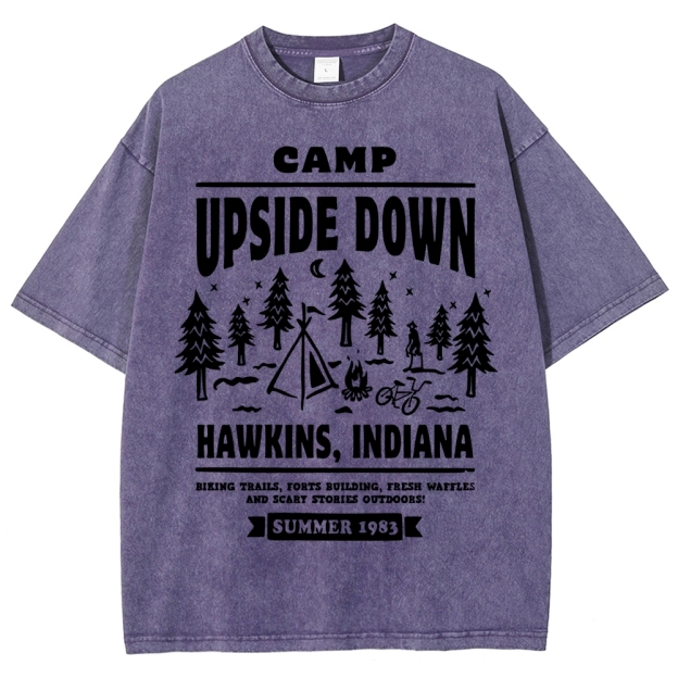 "Camp Upside Down" Retro Horror Washed T-Shirt