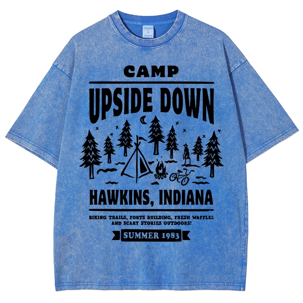 "Camp Upside Down" Retro Horror Washed T-Shirt