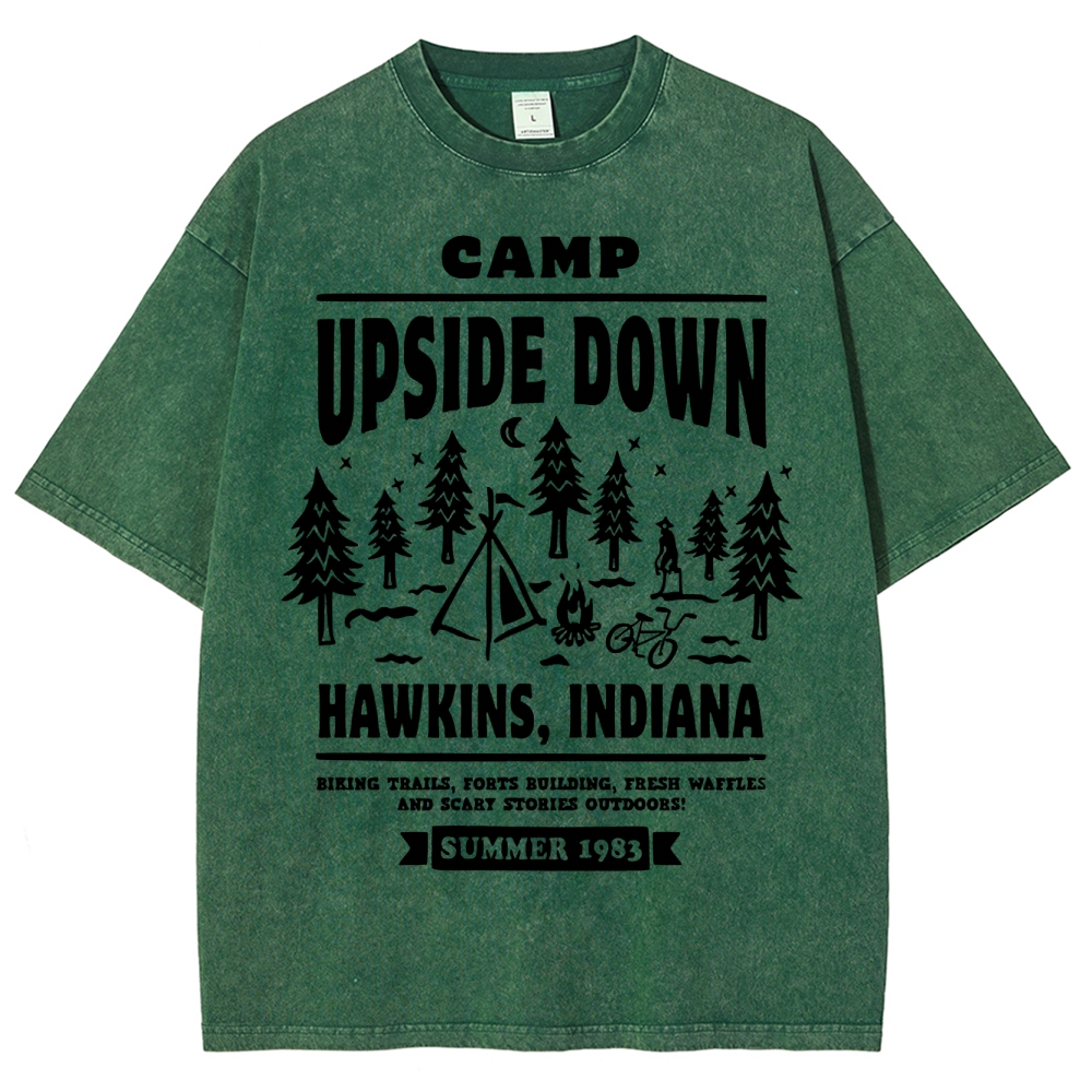 "Camp Upside Down" Retro Horror Washed T-Shirt