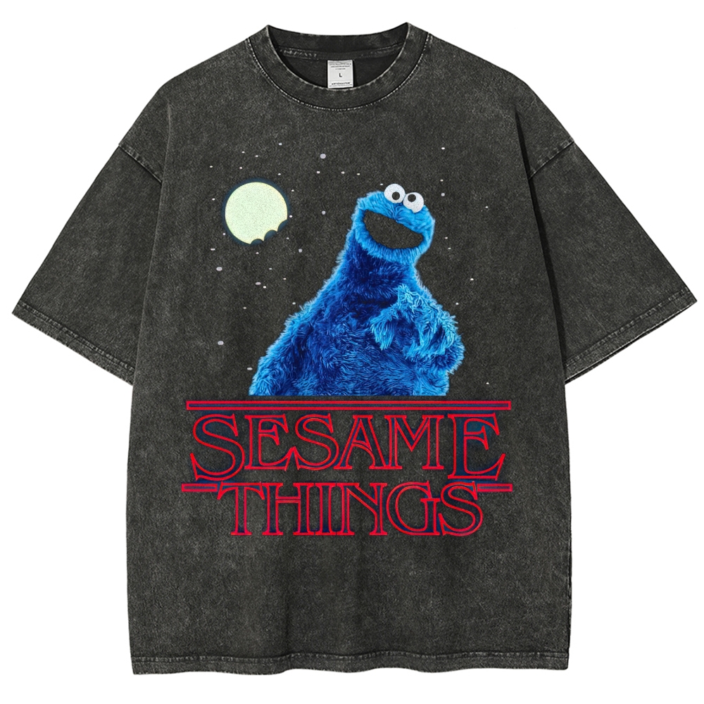 "Sesame Things" Cookie Monster Parody Washed T-Shirt
