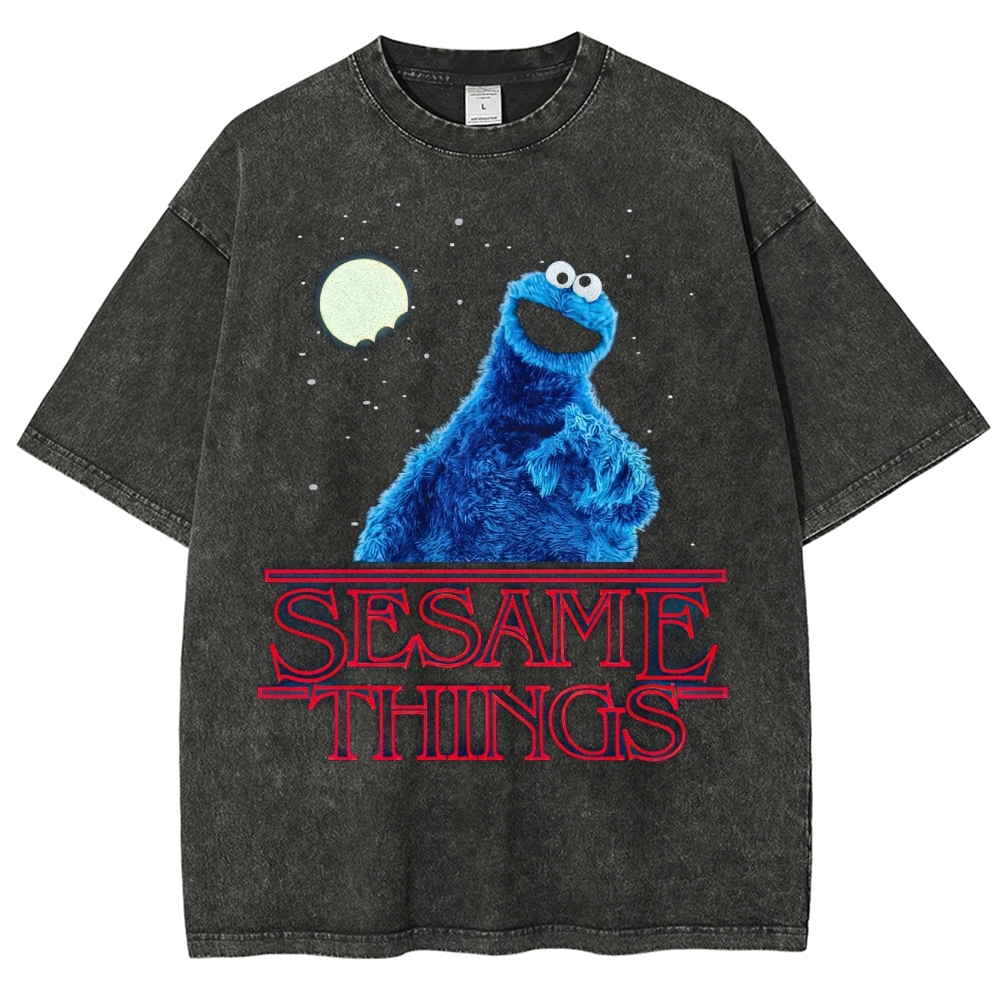 "Sesame Things" Cookie Monster Parody Washed T-Shirt