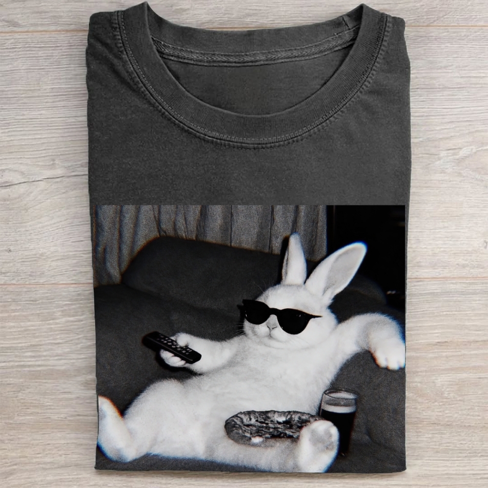"Chill Easter Bunny" Couch Potato Vintage Washed Tee