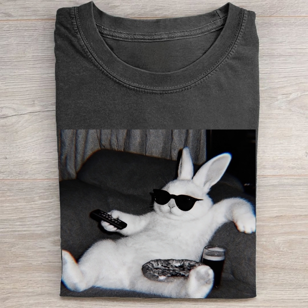 "Chill Easter Bunny" Couch Potato Vintage Washed Tee