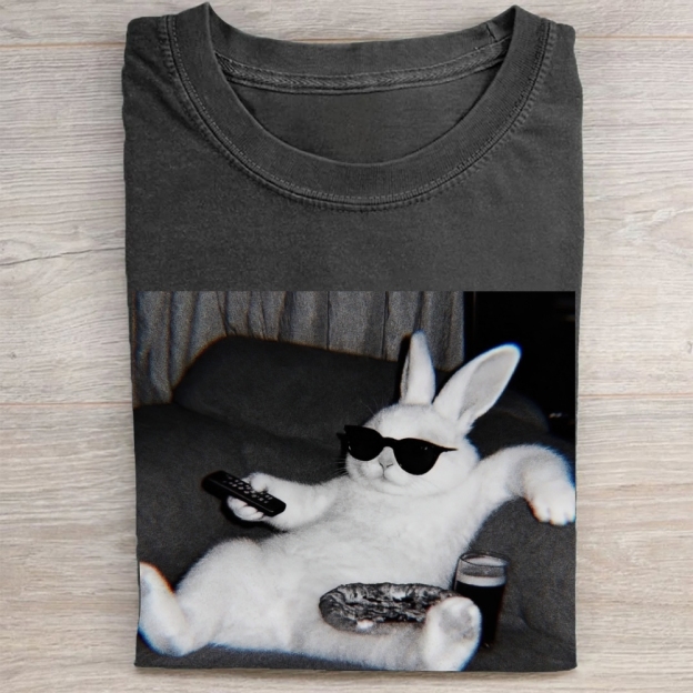 "Chill Easter Bunny" Couch Potato Vintage Washed Tee