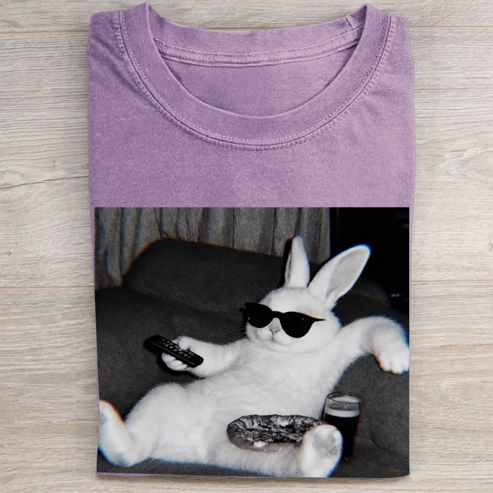 "Chill Easter Bunny" Couch Potato Vintage Washed Tee