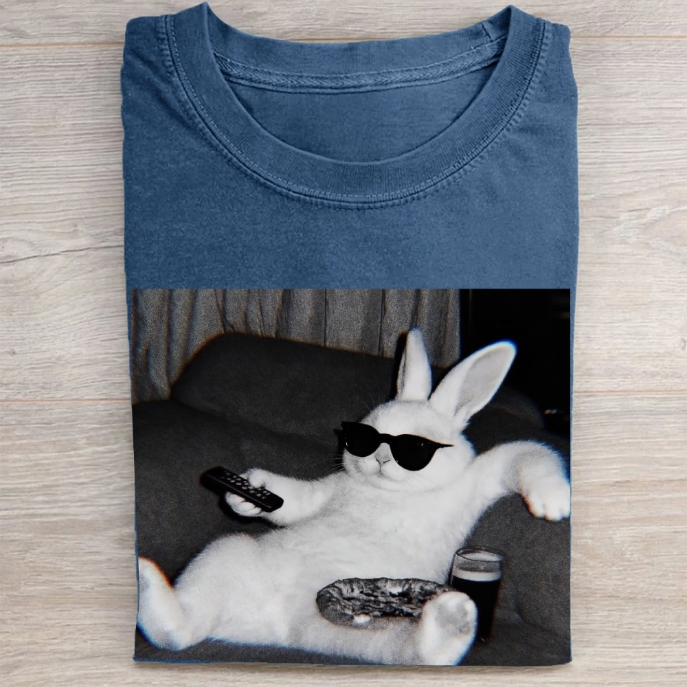 "Chill Easter Bunny" Couch Potato Vintage Washed Tee