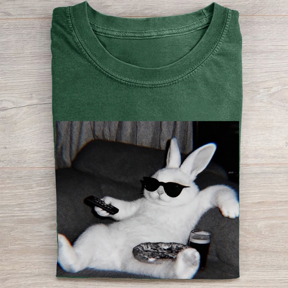 "Chill Easter Bunny" Couch Potato Vintage Washed Tee