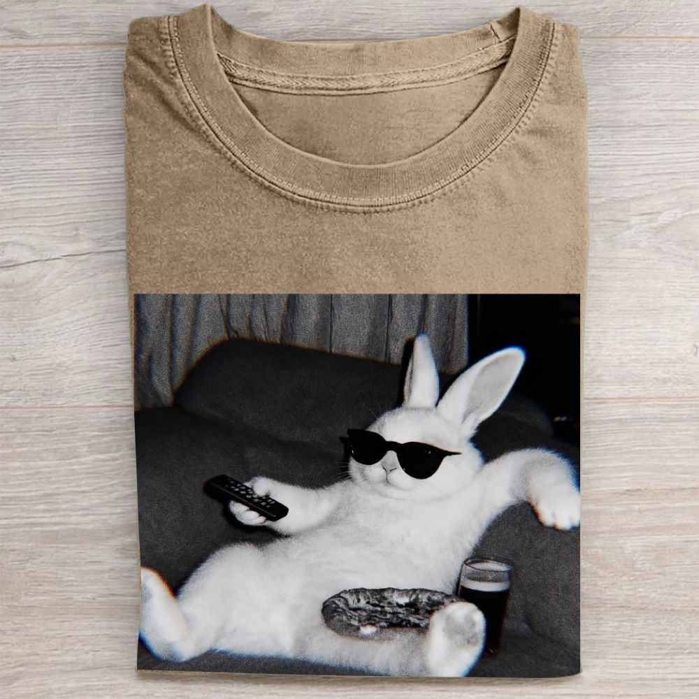 "Chill Easter Bunny" Couch Potato Vintage Washed Tee