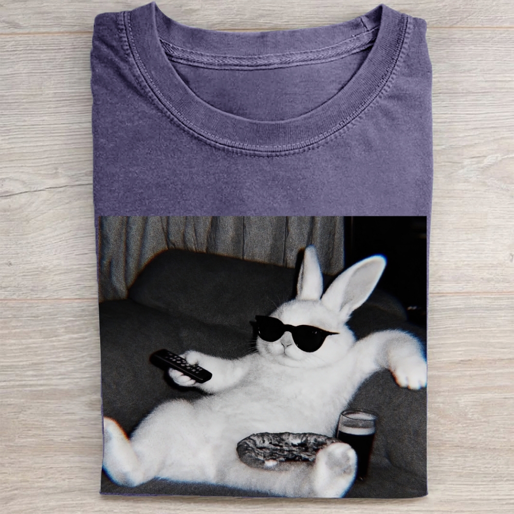 "Chill Easter Bunny" Couch Potato Vintage Washed Tee