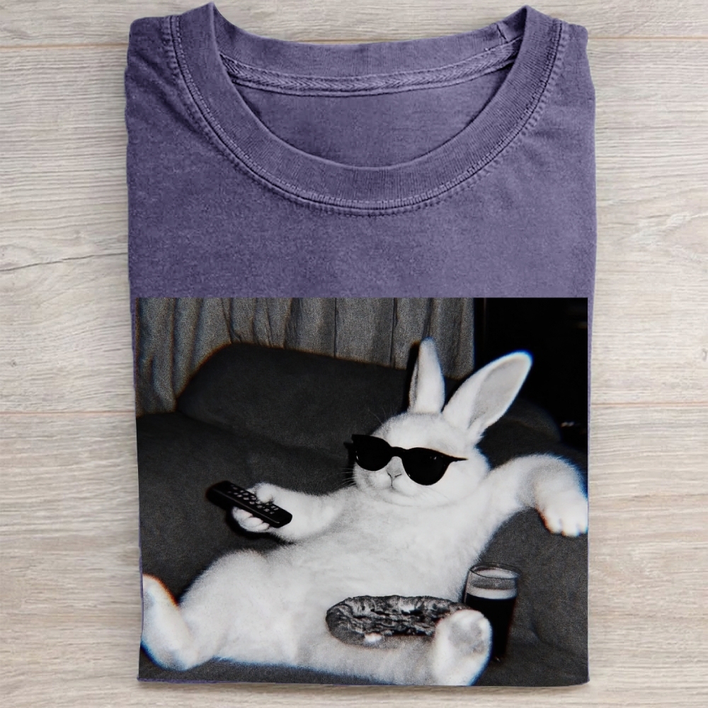 "Chill Easter Bunny" Couch Potato Vintage Washed Tee