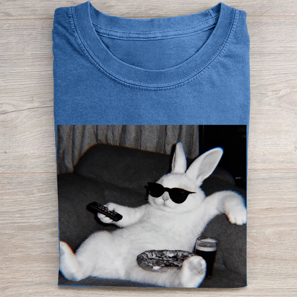 "Chill Easter Bunny" Couch Potato Vintage Washed Tee