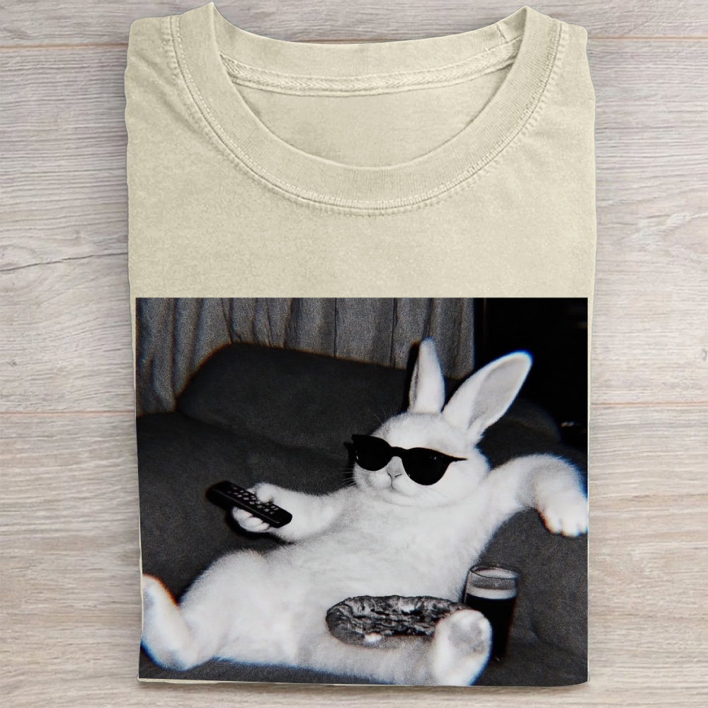 "Chill Easter Bunny" Couch Potato Vintage Washed Tee