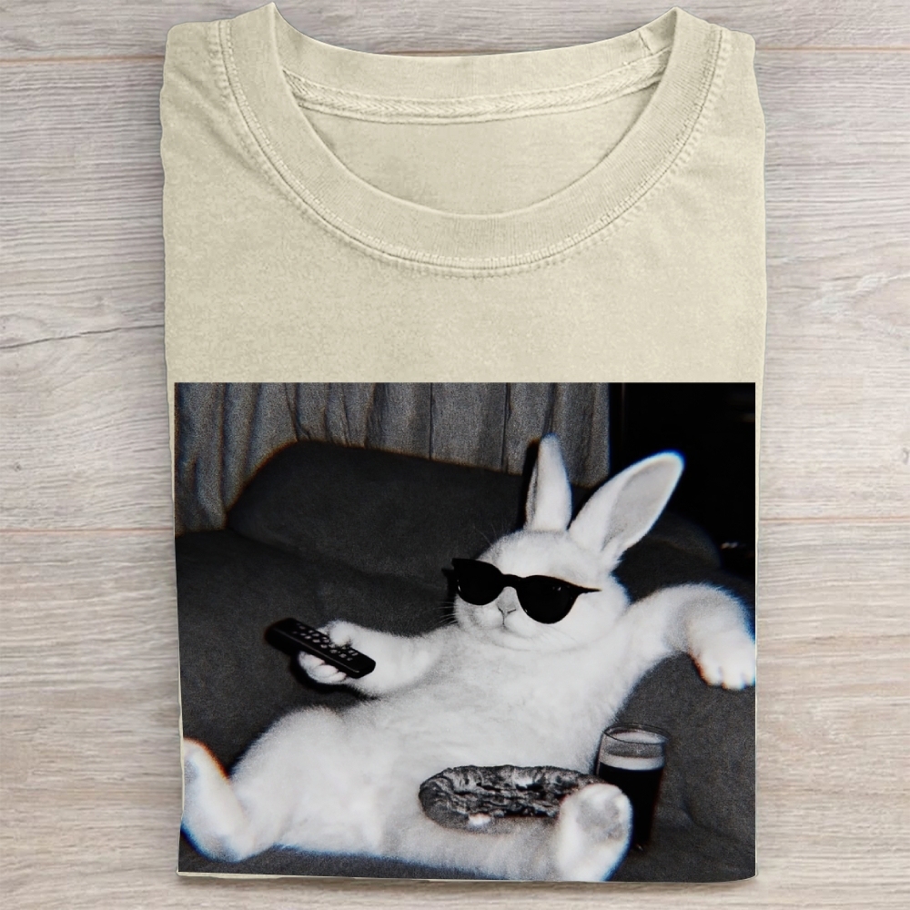 "Chill Easter Bunny" Couch Potato Vintage Washed Tee