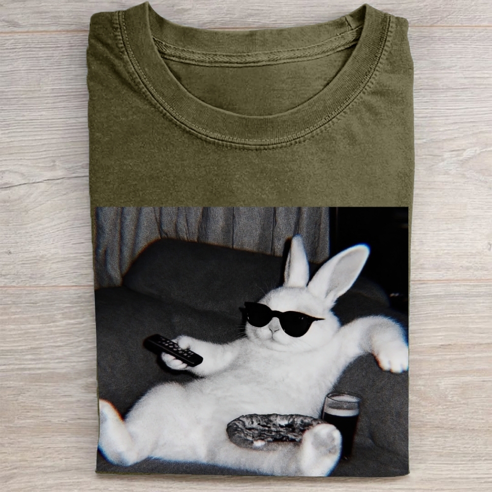 "Chill Easter Bunny" Couch Potato Vintage Washed Tee