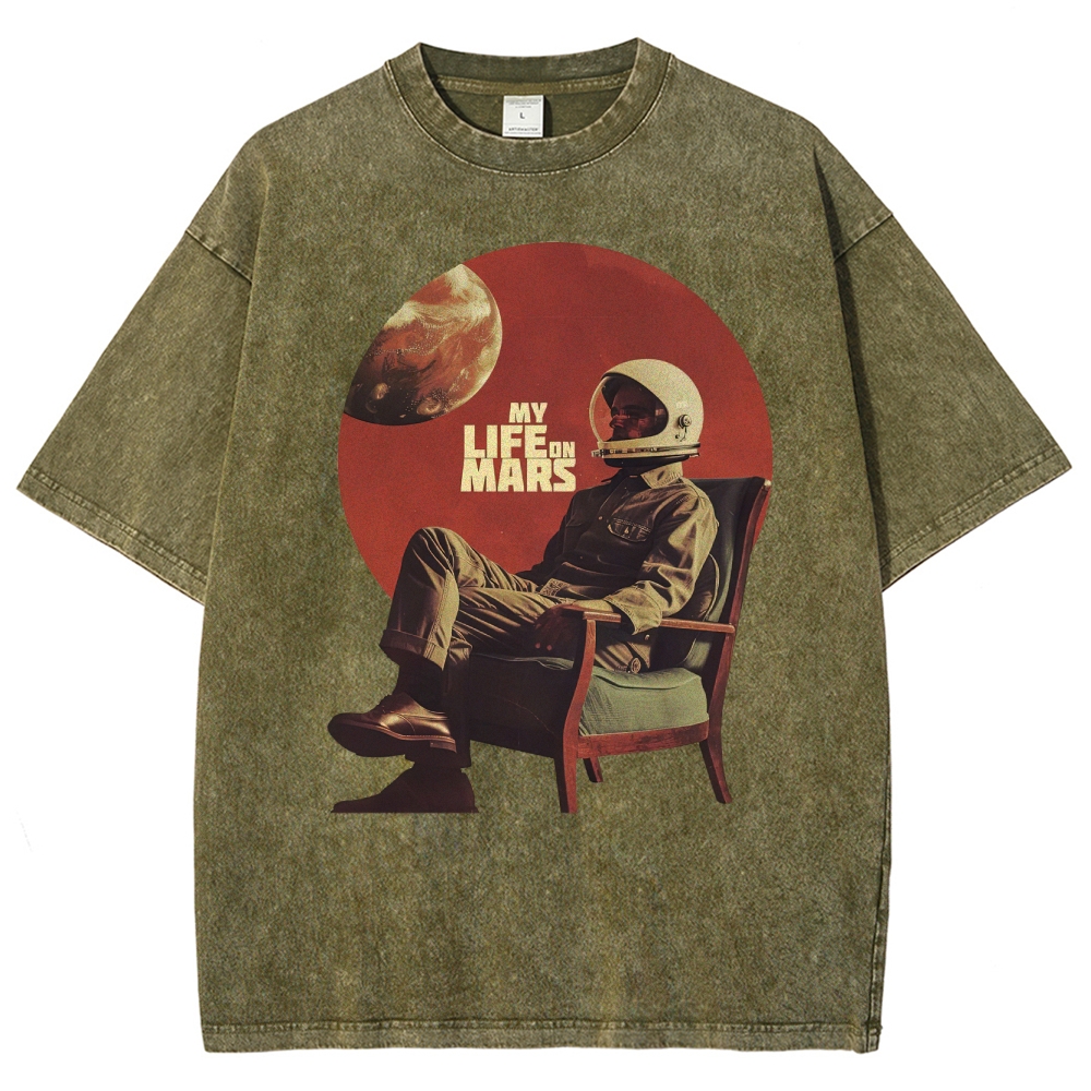 Retro Sci-Fi Astronaut Washed T-Shirt 