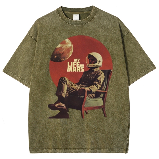 Retro Sci-Fi Astronaut Washed T-Shirt 