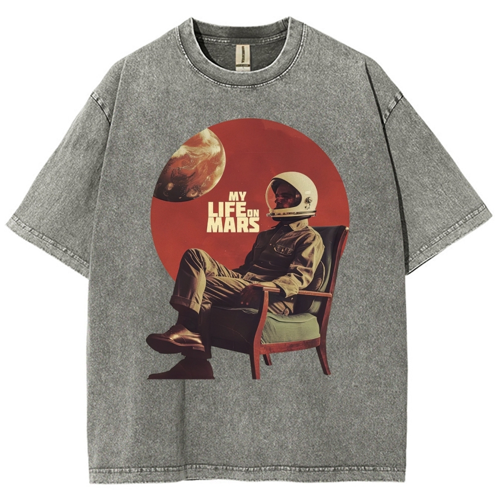 Retro Sci-Fi Astronaut Washed T-Shirt 