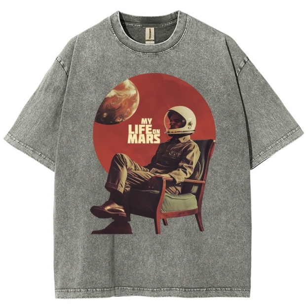 Retro Sci-Fi Astronaut Washed T-Shirt 