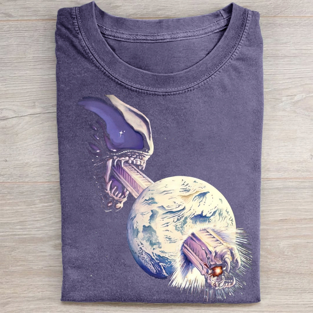 "Alien Invasion" Xenomorph Vintage Washed Tee