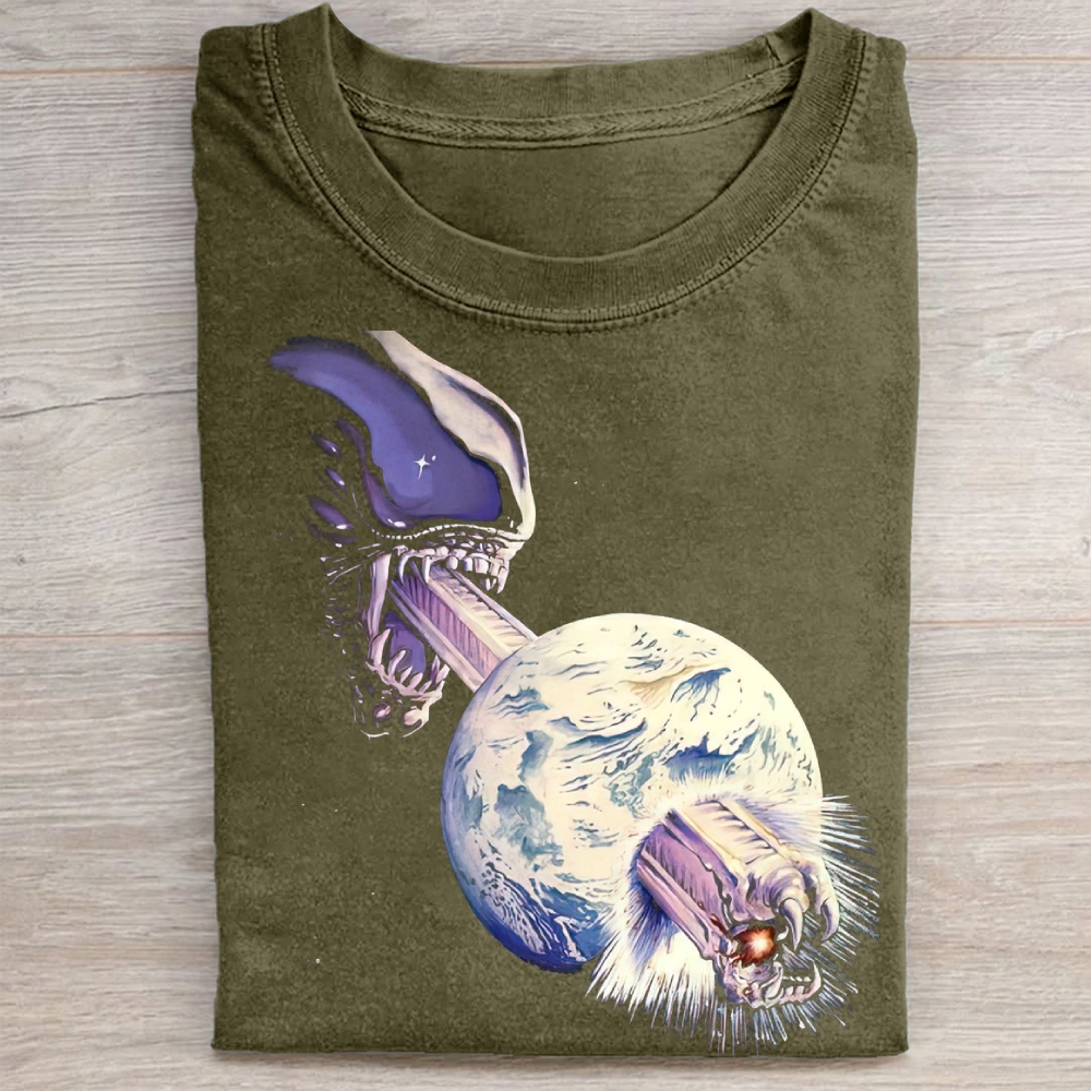 "Alien Invasion" Xenomorph Vintage Washed Tee