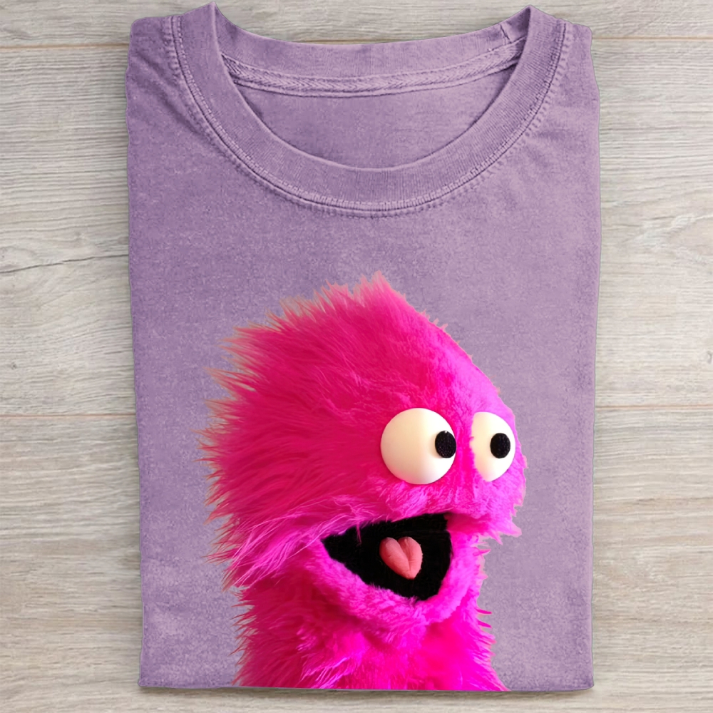 "Pink Fuzzy Muppet" Retro Vintage Washed Tee