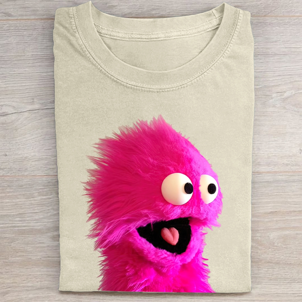 "Pink Fuzzy Muppet" Retro Vintage Washed Tee