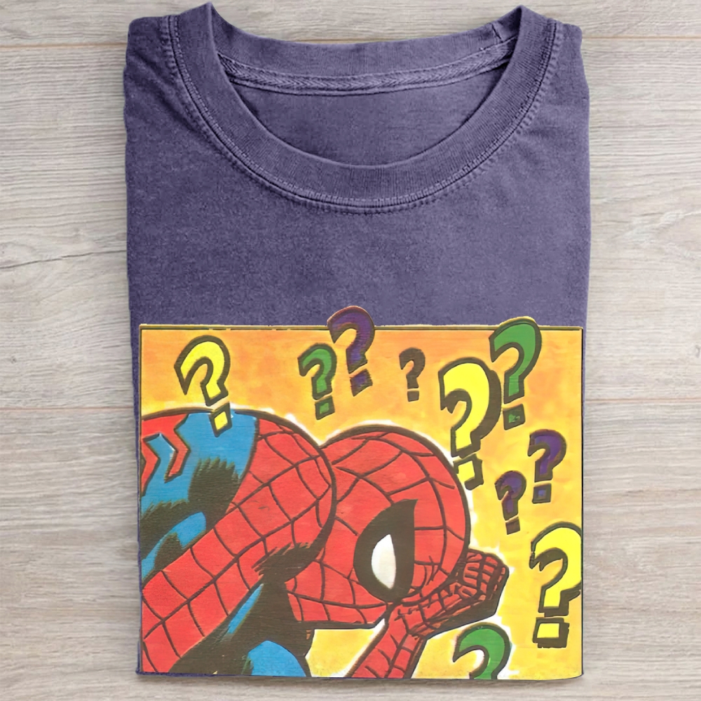 "Confused Spider-Man" Comic Vintage Washed Tee