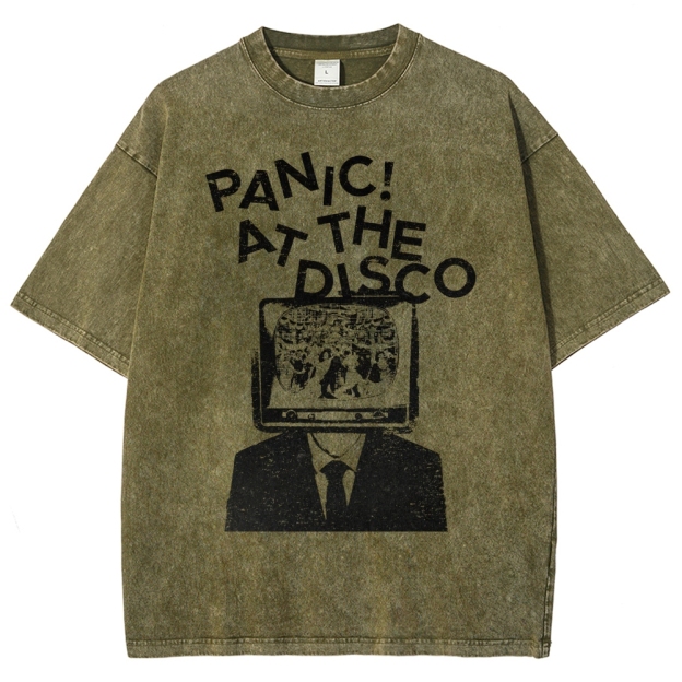 Retro TV Head Graphic Washed T-Shirt 