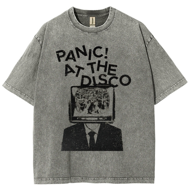 Retro TV Head Graphic Washed T-Shirt 