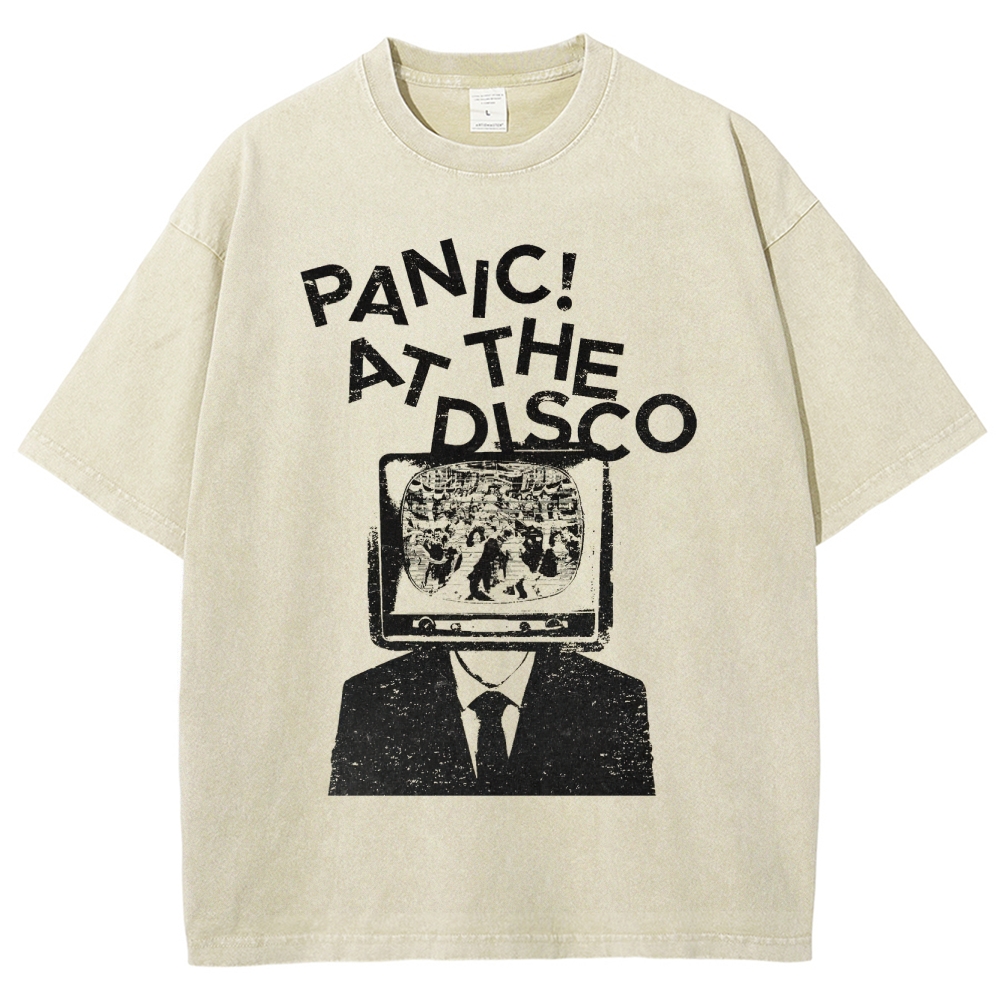 Retro TV Head Graphic Washed T-Shirt 