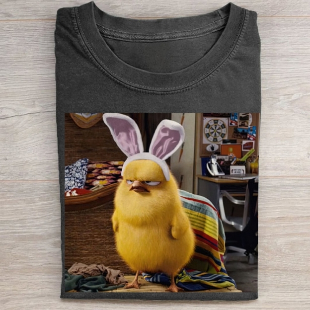 Funny Chick with Bunny Ears Washed Tee 