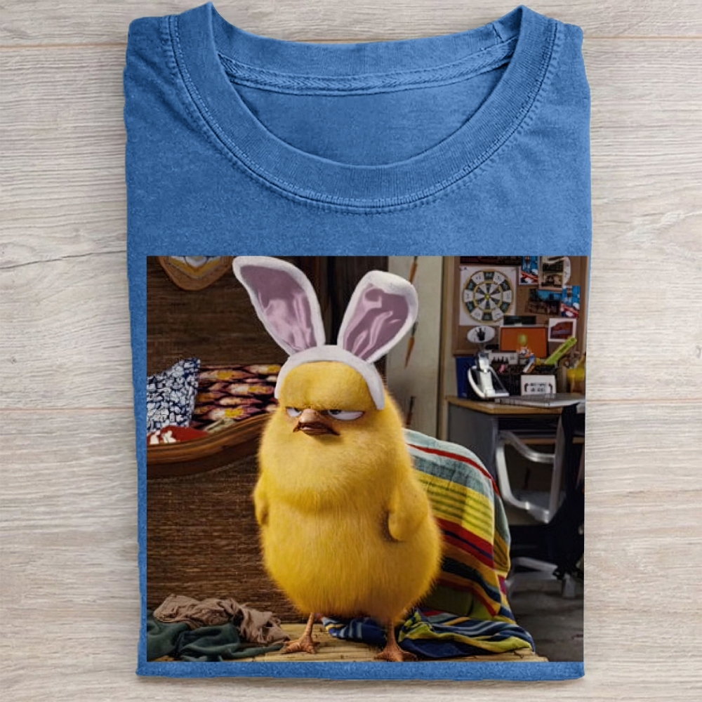 Funny Chick with Bunny Ears Washed Tee 