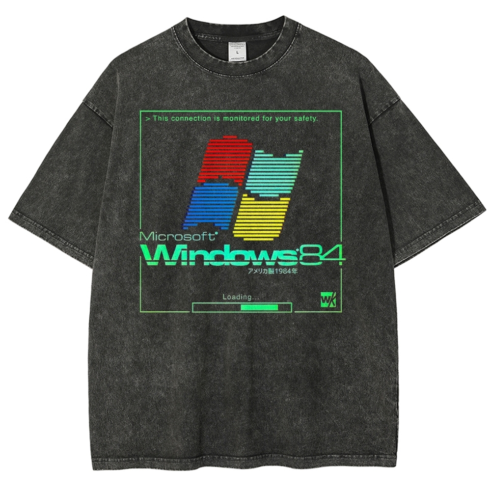 Retro Computer Interface Graphic Washed T-Shirt 