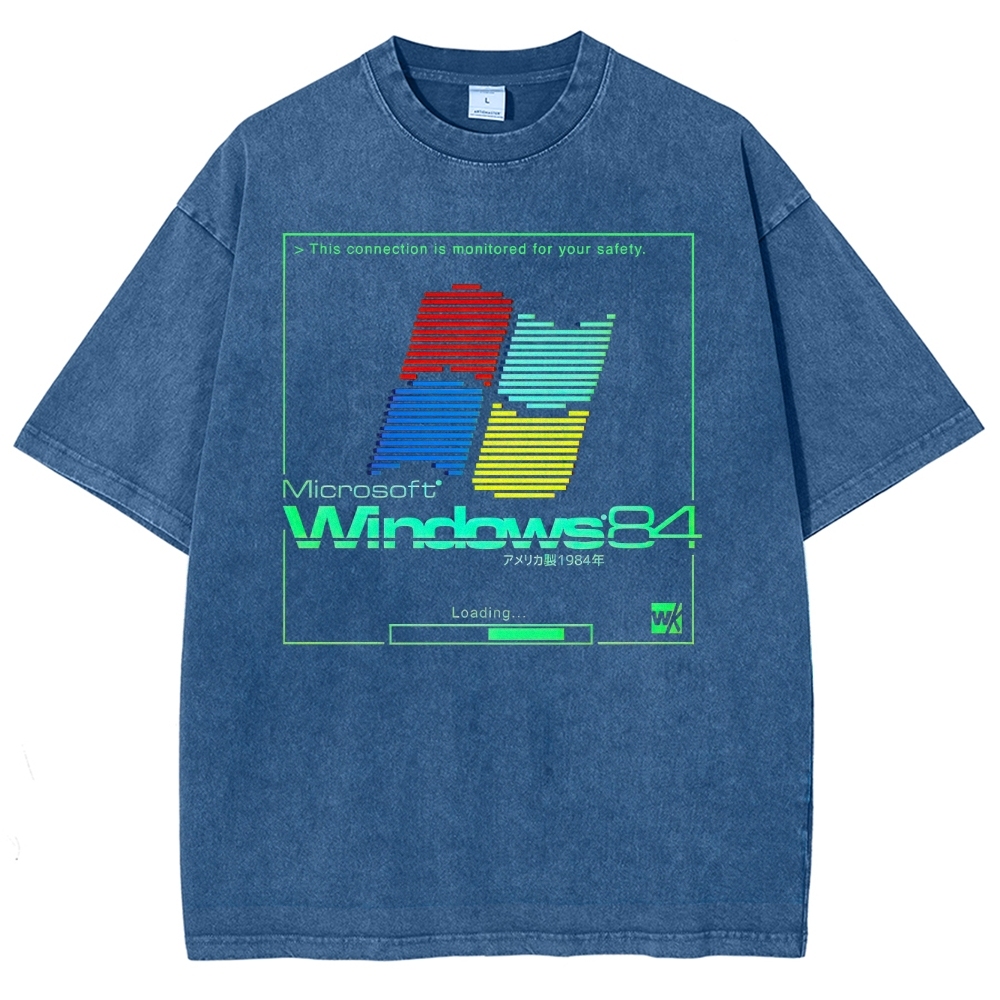 Retro Computer Interface Graphic Washed T-Shirt 