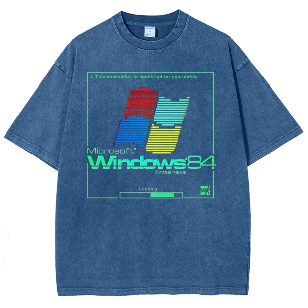 Retro Computer Interface Graphic Washed T-Shirt 