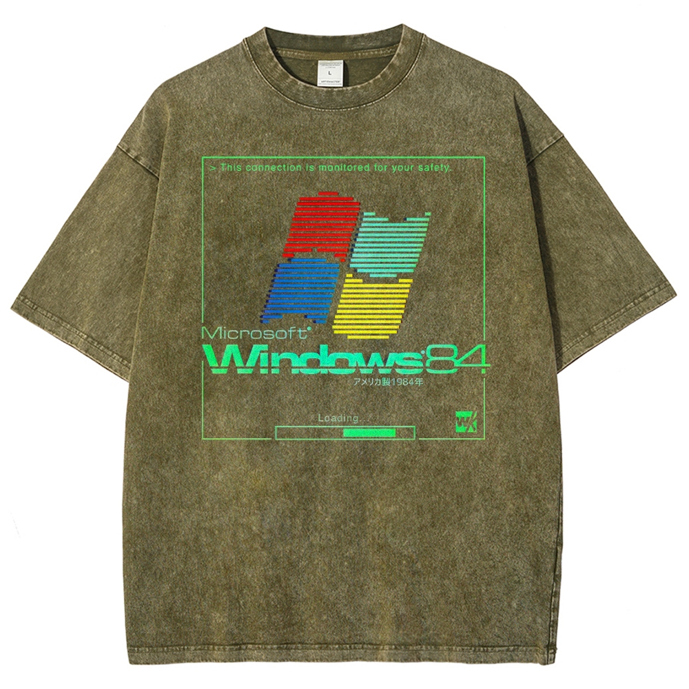Retro Computer Interface Graphic Washed T-Shirt 