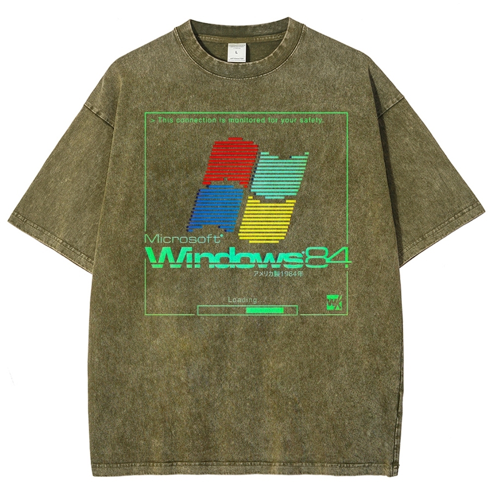 Retro Computer Interface Graphic Washed T-Shirt 