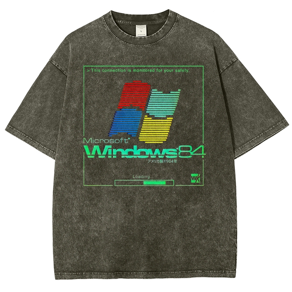 Retro Computer Interface Graphic Washed T-Shirt