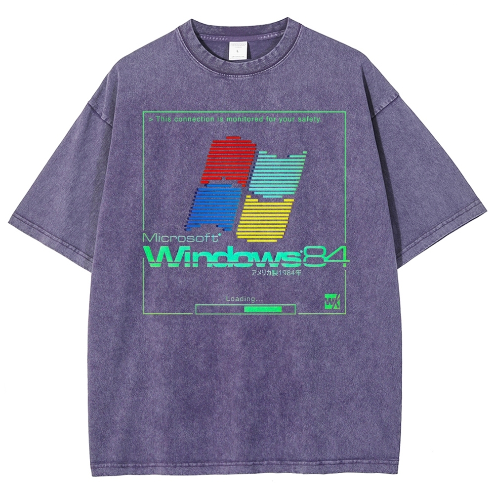 Retro Computer Interface Graphic Washed T-Shirt 
