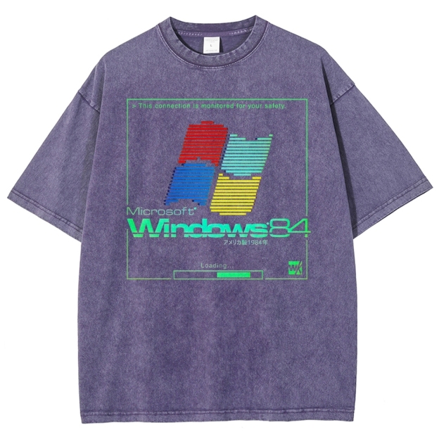 Retro Computer Interface Graphic Washed T-Shirt 