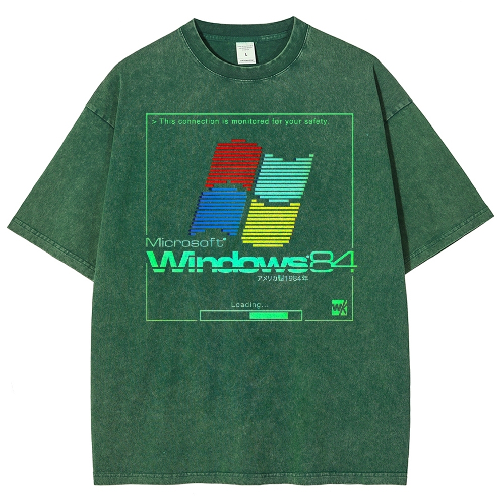 Retro Computer Interface Graphic Washed T-Shirt 