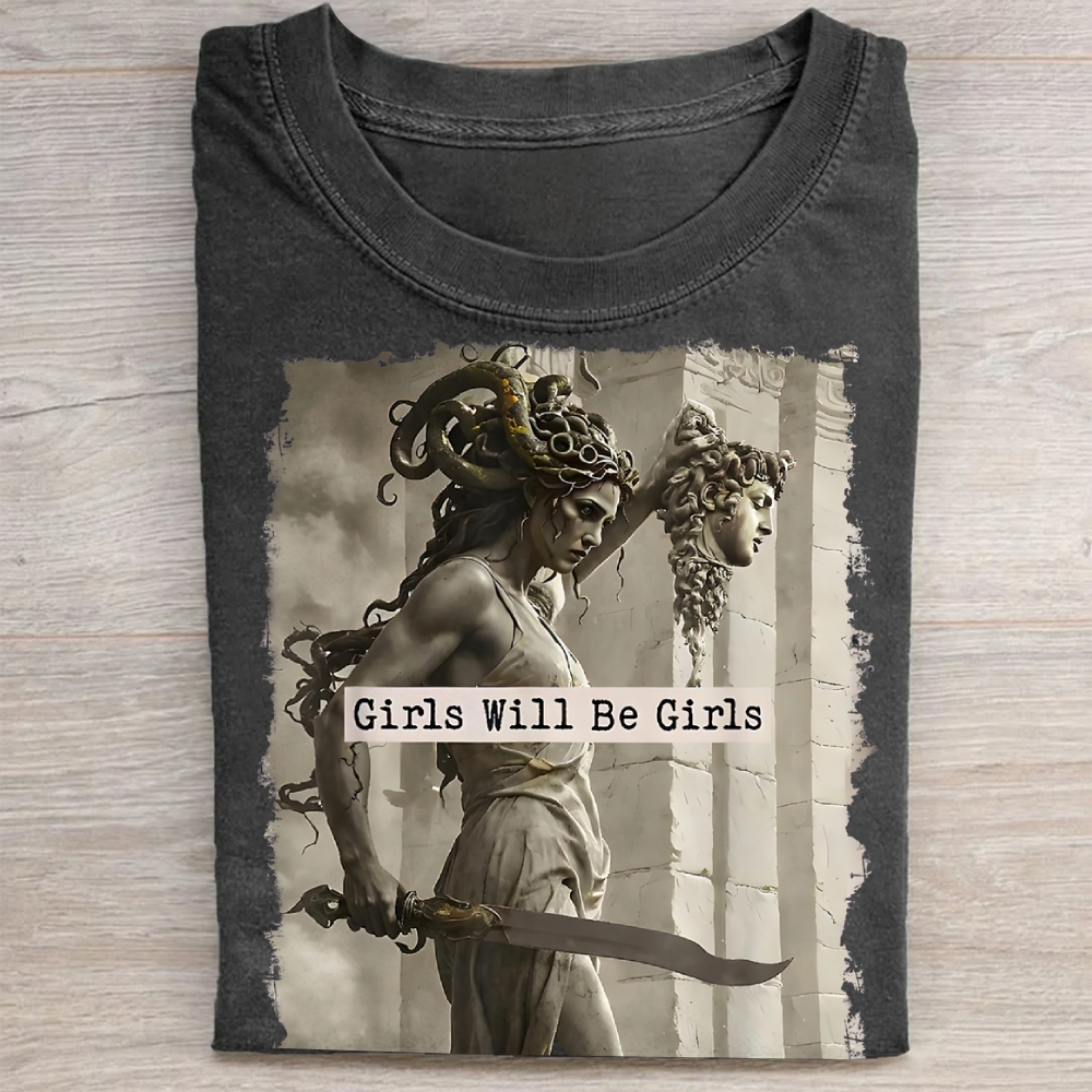 Medusa Mythology Feminist Washed Tee 