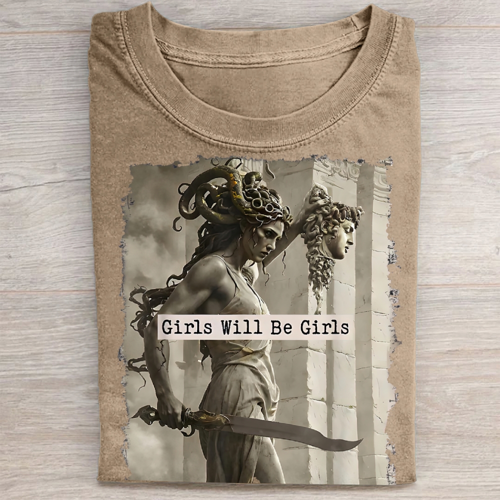 Medusa Mythology Feminist Washed Tee 