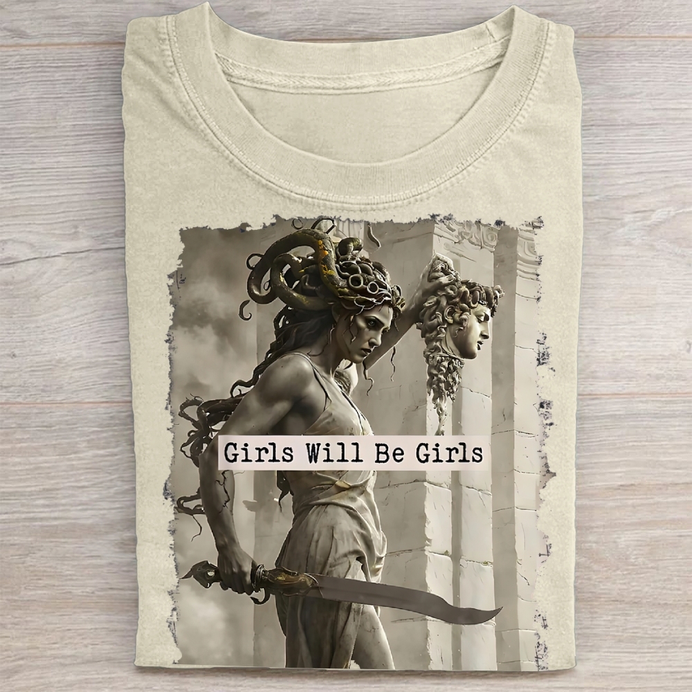 Medusa Mythology Feminist Washed Tee 