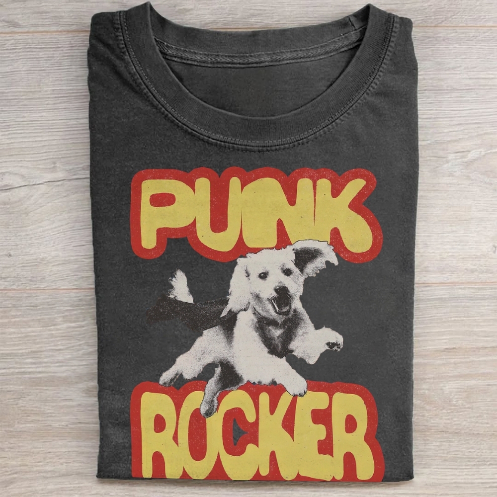 Vintage "PUNK ROCKER Dog Washed Tee 