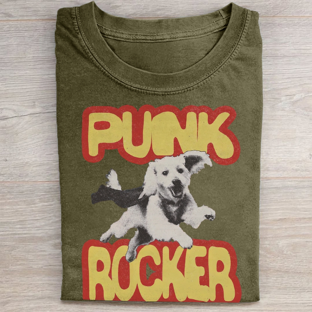 Vintage "PUNK ROCKER Dog Washed Tee 