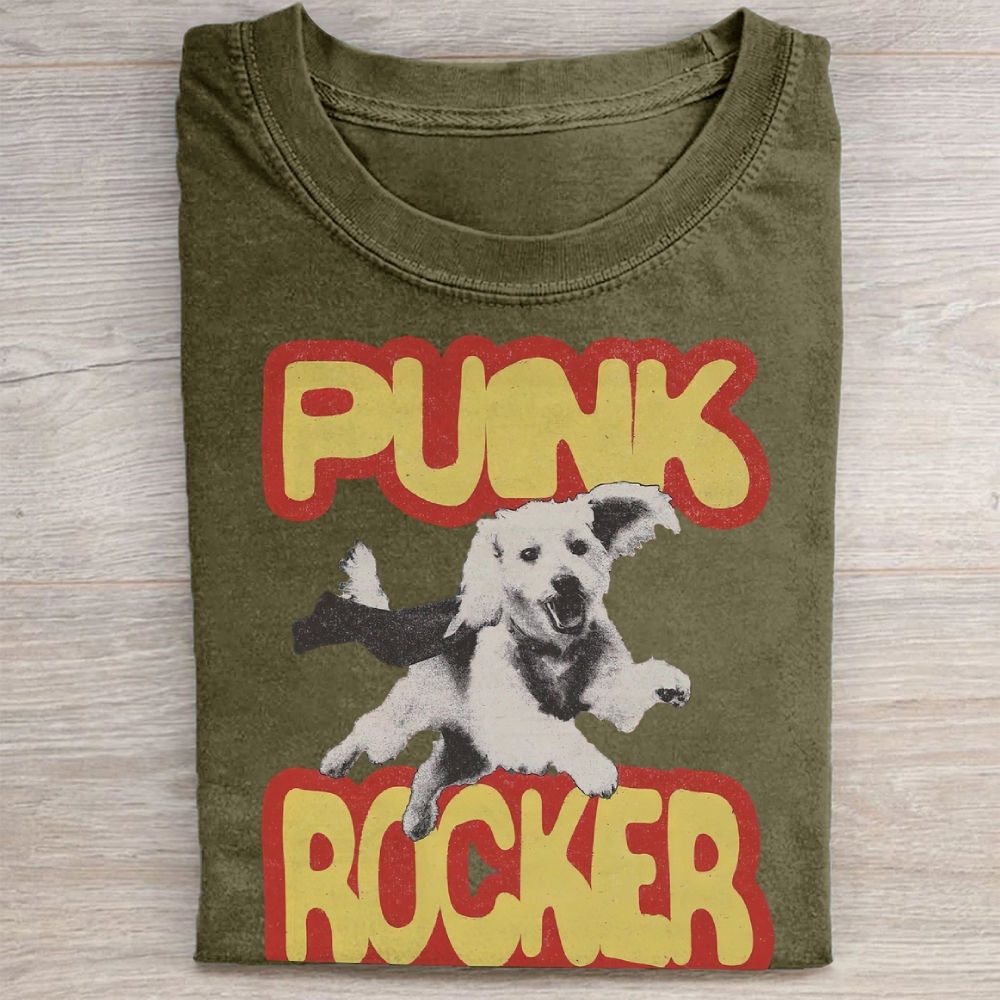 Vintage "PUNK ROCKER Dog Washed Tee 